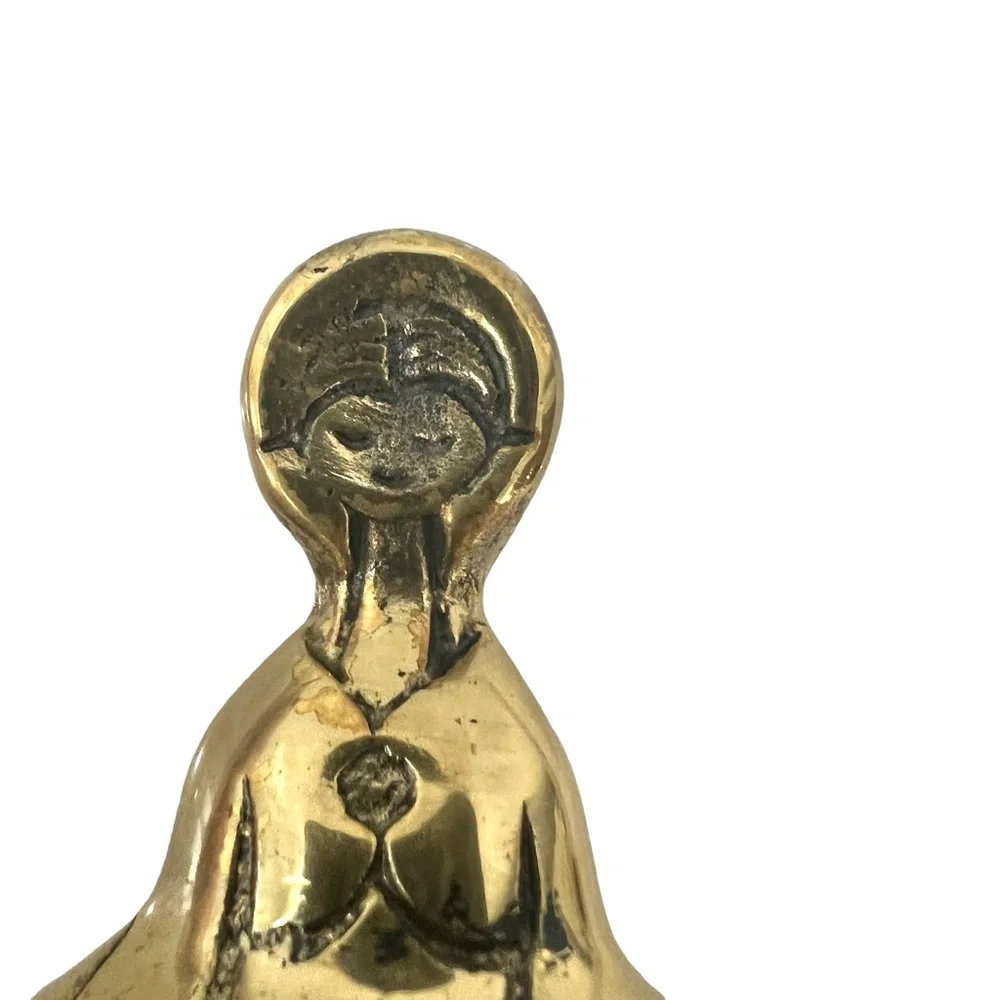VINTAGE LADY IN HOOP SKIRT BRASS HAND BELL